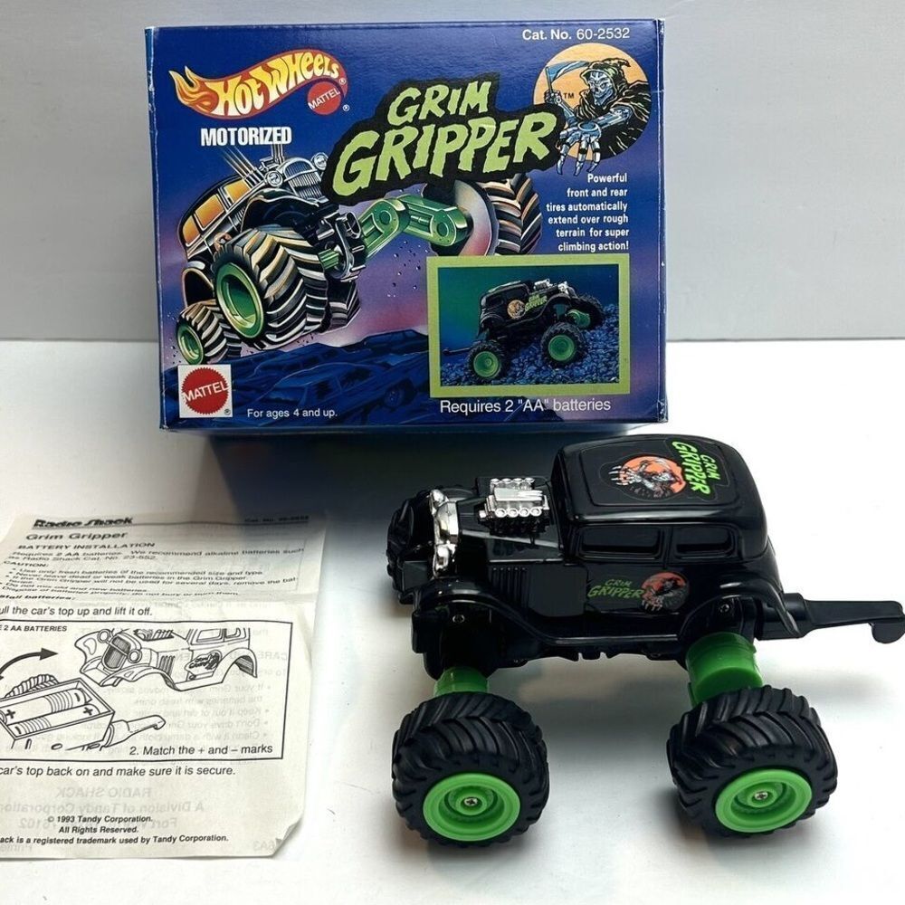 RARE Hot Wheels Motorized Grim Gripper truck toy radio shack mattel vintage NIB
